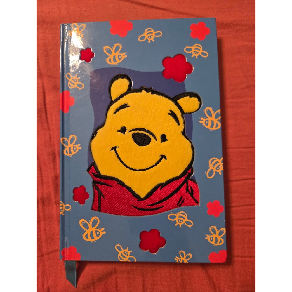 Disney Winnie the Pooh Embroidered Hardcover Lined Journal Blue Bee Vintage